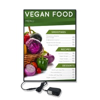 Boîte lumineuse LED rectangulaire en aluminium pour menus de restaurants, avec cadre en verre trempé et éclairage pour affichage publicitaire