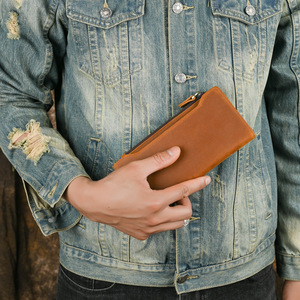 Men's Genuine Leather Wallet 7 Inch Multi-<b>Card</b> Slot Long Cowhide <b>Card</b> <b>Holder</b> Everyday Use - Product Image 1