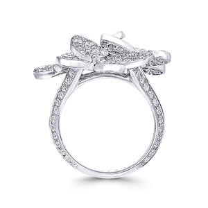 Anello F614 in oro bianco con diamante taglio marquise, colore D naturale, gioielli da sposa di lusso da donna - Product Image 4