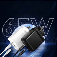 Cargador Personalizado de 65W GaN, Adaptador de Pared Estándar AU, Doble USB-C PD, Aprobado por SAA, Cargador de Viaje para Macbook, iPhone, Samsung, Tablet