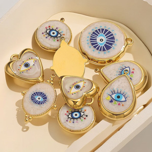 จี้รูปตาปีศาจ DZ054 ชุบทอง 18K ทำจากสแตนเลสสตีล ประดับด้วยอีนาเมลรูปหัวใจทรงกลมหยดน้ำ สำหรับทำสร้อยคอ DIY - Product Image 3