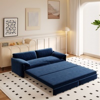 Canapé-lit pliable multifonctionnel pour salon, canapé-lit en velours, canapé convertible bleu