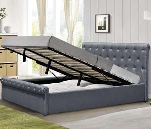 Moderna Testiera e Pediera Slitta Design Letti Biancheria In Tessuto Imbottito Doppio Formato Di Archiviazione - Product Image 1