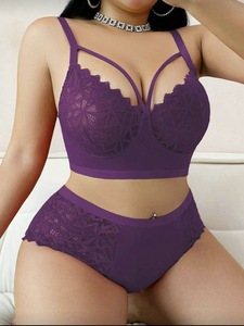 Completi reggiseno ultra-sottili seducenti a sostegno elevato per <span class=keywords><strong>taglie</strong></span> <span class=keywords><strong>forti</strong></span>, in tessuto a rete di poliestere di alta qualità, con decorazioni in pizzo e lavorazione a maglia - Product Image 3