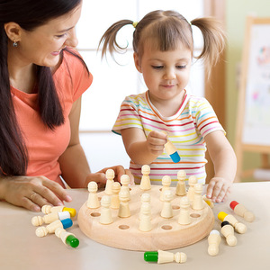 Chaud en bois couleur mémoire échecs éducatifs bois jouets interactifs mémoire Observation formation <span class=keywords><strong>jeu</strong></span> de société pour les enfants - Product Image 5