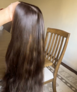 Migliori <span class=keywords><strong>Parrucche</strong></span> Kosher per Ebrei con Base in Seta, <span class=keywords><strong>Capelli</strong></span> Europei Premium Grezzi Allineati alla Cuticola, <span class=keywords><strong>Lunghi</strong></span> e Lisci, Colore Marrone Scuro Misto - Product Image 4