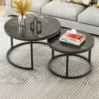 Table Basse en Verre Design Créatif Durable Meuble de Maison Cercle Délicat Design Minimaliste Moderne Piètement Métallique Blanc/Noir