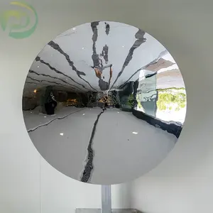 Modern Luxury Furniture Interior Polished Stainless Steel Sculpture Large Concave Mirror Wall Hanging Decoration