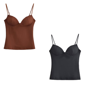 Camiseta sin mangas básica para mujer al por mayor, de mezcla de algodón elástico con relleno - Product Image 1