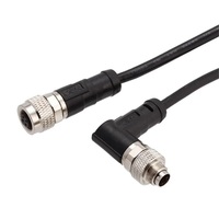 Conector de ángulo recto macho hembra a prueba de agua Cable sobremoldeado M9 A código 2 enchufe de 3 pines con cable PUR de PVC sin blindaje blindado