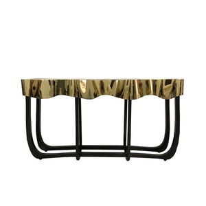 Boca do Lobo bảng điều khiển siêu hẹp hình chữ nhật lối vào foyer bảng nhà hành lang Champagne vàng Tempered Glass Top bàn - Product Image 1