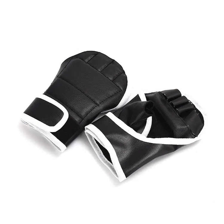 Luvas de couro profissional UFC MMA ZHOYA SPORT, equipamento profissional de boxe, luvas duráveis de meio dedo em couro bovino real