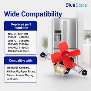 ชุดมอเตอร์พัดลมระเหยบลูสตาร์ส 482731 120V 50Hz 0.22A สำหรับตู้เย็นเวิร์ลพูล เคนมอร์ - Product Image 3