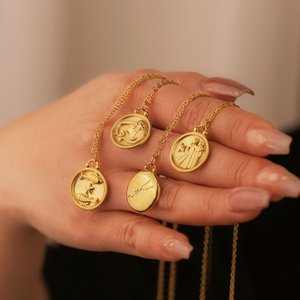 Изящный 12 созвездий диск Кулон Ювелирные изделия знак зодиака ожерелье для персонализированный гороскоп Астрология подарок - Product Image 2