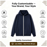 Hoodie Unisex Vintage Bergaris Samping Resleting Penuh Lengan Raglan Model Longgar Jaket Olahraga Musim Gugur Musim Dingin Logo Kustom MOQ Rendah Pabrik OEM