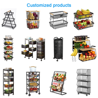 Chariot de rangement rotatif en acier à 4 niveaux, durable, pour légumes et fruits, multifonctionnel, pour cuisine