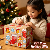 Feuilles d'autocollants de Noël personnalisés imprimés en couleur HD UV, découpés à la forme, motifs de dessins animés, pour emballage en gros de cadeaux d'entreprise