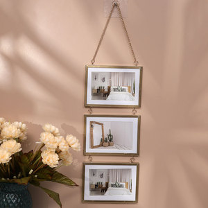 5x7 kim loại vàng tường treo hình ảnh khung ảnh cắt dán ba <span class=keywords><strong>3</strong></span>-mở khung gỗ mộc mạc hình ảnh khung trên cây gai dầu dây - Product Image 2