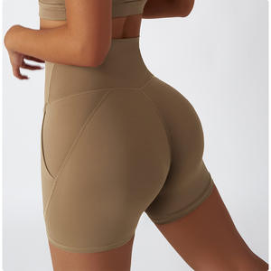 Pantalones cortos de nailon con 2 bolsillos laterales para mujer, de cintura alta, para entrenamiento, Yoga, ciclista, reciclaje - Product Image 5