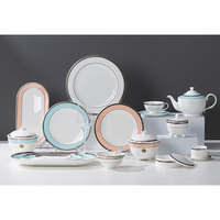 P & T Assiettes créatives Vaisselle Ensemble de vaisselle Bols en porcelaine osseuse Théière de luxe Bleu Blanc Porcelaine de Chine Europe Ensembles de vaisselle