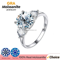 GRA Certifié Real 3CT VVS D Color Moissanite Ring for Women Double Heart Zircon 925 Sterling Silver Engagement Luxury Jewelry