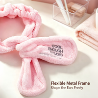 Headband Rias Wajah Pakcare Cute Bunny Ear, Bahan Fleece Coral Lembut, Penutup Rambut untuk Spa, Perawatan Kulit, dan Mencuci Muka