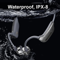 Auriculares IPX8 impermeables estéreo con graves, cascos de conducción ósea inalámbricos con micrófono BT5.3