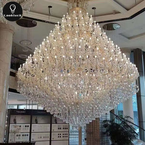 Maria Theresa Luxe Extra Grote Led Kristal Glas Kroonluchters Custom Bruiloft Banket Home Office Hanglampen Vierkant - Product Image 3