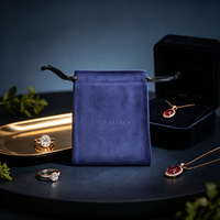 Sacs cadeaux en tissu personnalisés avec logo en relief, en daim violet foncé, pour bijoux et montres, vente en gros