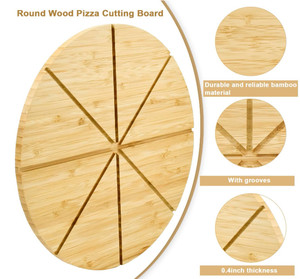 Chất lượng cao bền 12 inch tre tự nhiên bánh <span class=keywords><strong>pizza</strong></span> thớt với xây dựng trong Slicer - Product Image 3