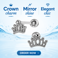 Boucles d'oreilles clous en acier chirurgical 316L Royal Crown, plaqué or PVD, forme diadème de princesse, pour piercing tragus et hélix, bijoux