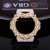 Boîtier de montre en laiton avec couronne à épines et lunette sertie de moissanite pour la modification et le remplacement de la montre DW6900