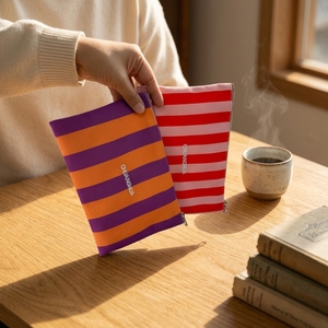 Pochette de <span class=keywords><strong>maquillage</strong></span> en toile rayée à la française, style parisien, minimaliste, avec fermeture éclair, pochette de voyage rayée vibrante et chic - Product Image 6