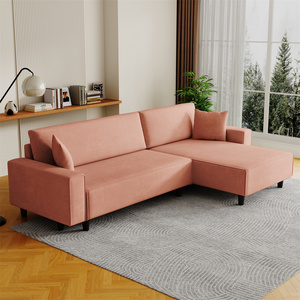 Sofá <span class=keywords><strong>Cama</strong></span> Esquinero Japonés de Terciopelo Naranja con 3 Plazas para Dormitorio/Apartamento - Product Image 2