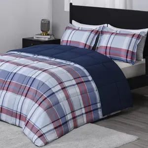 3 Pieces Modern Plaid Pattern Comforter Set Patchwork With 2 Pillowcase and Comforter Bedding Set for Sweet Home Bedroom