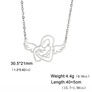 Collana in Acciaio Inossidabile Placcato Oro per la Festa della Mamma, con Ciondolo Angelo Mamma che Tiene il Bambino, Regalo per Bambini - Product Image 6