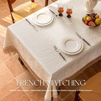 Nappe de table rectangulaire de style français vintage, imperméable, à motif géométrique, luxe léger, haut de gamme, résistante à l'huile pour la maison