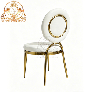 Chaises empilables en acier inoxydable <span class=keywords><strong>doré</strong></span> et blanc de luxe pour événements et banquets de mariage (vente en gros) - Product Image 5