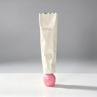 Tube cosmétique en aluminium et plastique écologique de 2,5 oz, couleur personnalisée, avec bouchon à vis rose mignon pour baume corporel et crème pour les mains