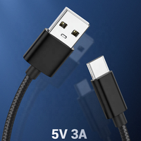 Kabel Data pengisi daya ponsel, USB Tipe C 1M 3A nilon kepang cepat