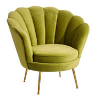 Expédition rapide, fauteuil en velours de grande taille, capitonné, à fleurs, pour salon, fauteuil d'appoint en forme de fleur avec pieds dorés