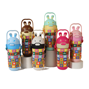 Bouteille d'eau éducative pour étudiants, en plastique PP écologique, résistante à l'eau bouillante, avec manchons numérotés rotatifs, design lapin, vaisselle - Product Image 1