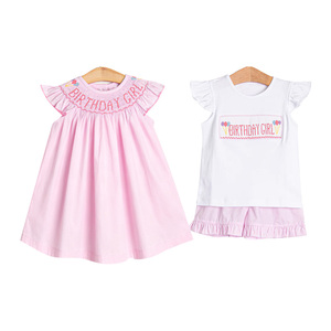 Robe décontractée trapèze pour petites filles, tenues de shorts pour enfants, styles de vêtements pour sœurs, collection personnalisée pour anniversaire, vente en gros - Product Image 2