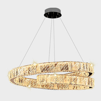 Lustre LED en cristal d'acier inoxydable personnalisé variable 3 couleurs angle de faisceau 180 lampe pendante de barre de table à manger