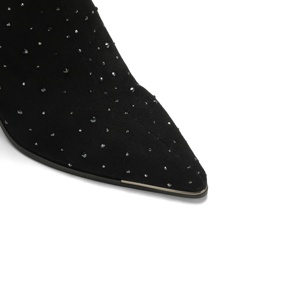 <span class=keywords><strong>Bottines</strong></span> à bout pointu et <span class=keywords><strong>talon</strong></span> évasé pour femmes, chaussures en <span class=keywords><strong>daim</strong></span> avec strass pour les fêtes et les mariages - Product Image 4