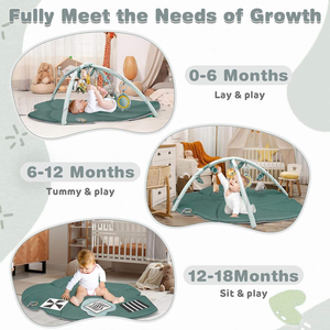 Gimnasio de Juego para Bebés con Diseño de Bosque de Hojas Verdes, Lavable a Máquina, Tapete de Actividades Montessori para Estimulación Temprana con Juguetes Colgantes, Regalo para Recién Nacidos - Product Image 4