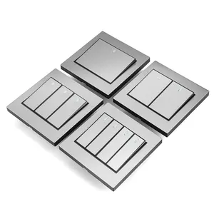 S5 Square Metal UK Standard 1g 2g 3g 4g 1w 2w stainless steel switch plates smart wifi stainless steel switch
