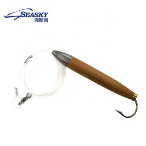 Seasky 4' Appât artificiel en bois de cèdre pour la pêche, appât en bois, équipement de pêche pour la pêche au bar rayé, au thon, <span class=keywords><strong>hameçon</strong></span> <span class=keywords><strong>Mustad</strong></span> - Product Image 2