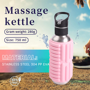 Bouteille d'eau sport colorée en acier inoxydable FLOWA, personnalisable, pour la gym, le fitness, le massage musculaire, le yoga, le roller en mousse - Product Image 2