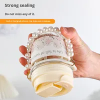 Ensemble de tasses à boire doubles en verre universel, créatif, de haute valeur, résistant aux hautes températures, avec bracelet en perles